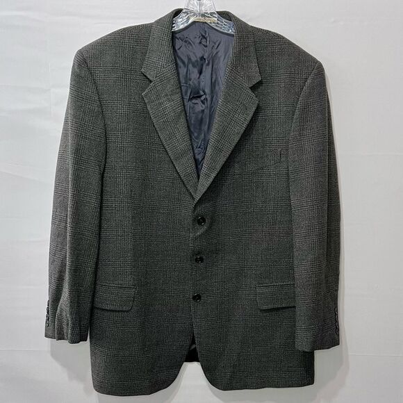 Men's Joseph Abboud 3 Button Tweed Tan/Brown Wool Blazer Size 44R - Picture 2 of 12